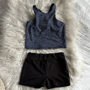 Gymnastics Polka Dot Crop Top and Black Shorts Set